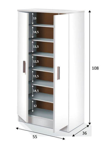 Elegant White Shoe Storage Cabinet with Six Shelves for Hallways and Bedrooms - UK Luxury Furniture